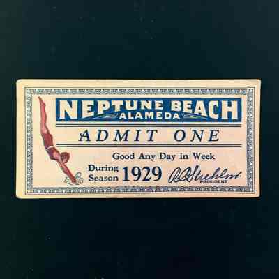 Pink Neptune Beach Ticket, 1929