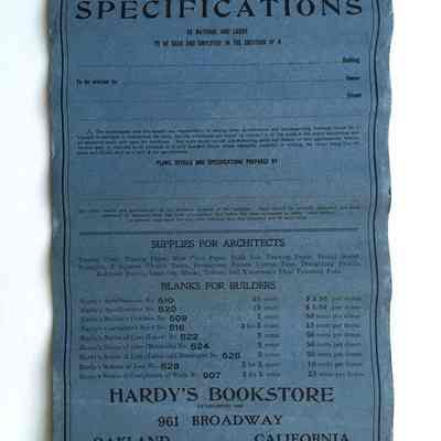 Specifications for construction of 839 Taylor Ave, c. 1907