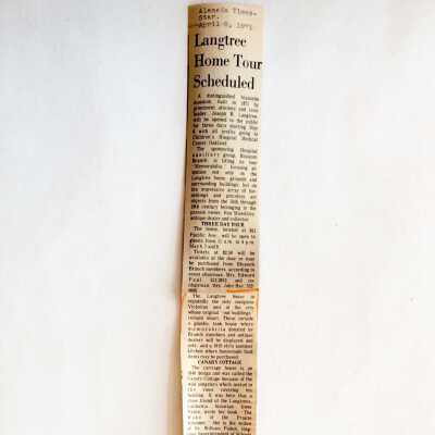 Clipping 'Langtree Home Tour Schedule', 951 Pacific Ave, 1971