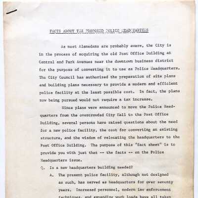 Report 'Facts about the Proposed Police Headquarters', 1975