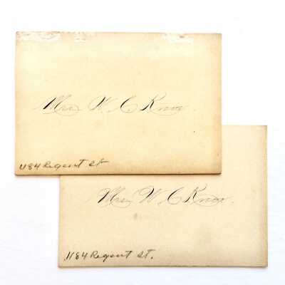 Calling cards of Mrs. W. C. Knox of 1184 Regent Street, c. early 1900s