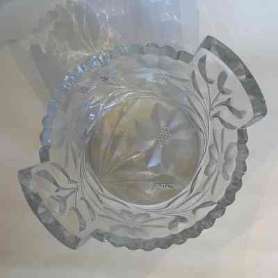 Clear class wine cooler with floral motif, c. 1910-1920