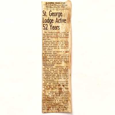 Clipping of article 'St. George Lodge Active 52 Years', 1950