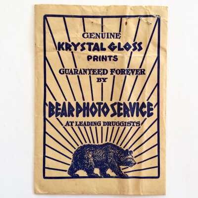 Photo envelope 'Bear Photo Service' advertising Schaefer Pharmacy, 1948
