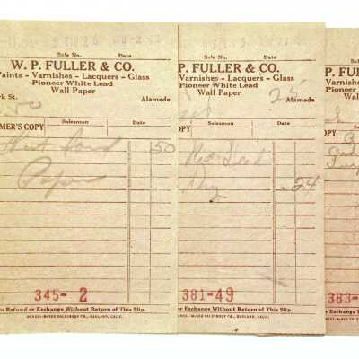 Receipts from W. P Fuller and Co. for paints etc., 1932