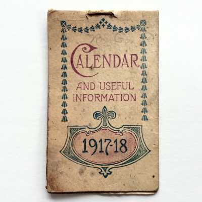 Pocket calendar advertising Initial P. Flatow and Son, Druggists, 1917-1918