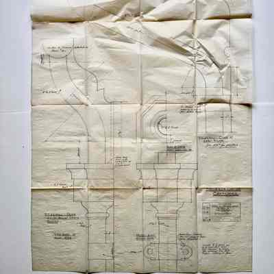 Plans of gutter, down-spout and cornice, studio / library annex, Meyers House, 1935