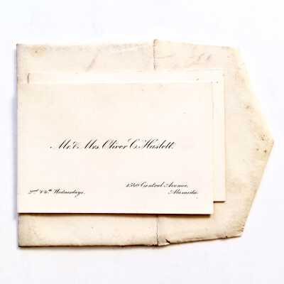 Calling Card and envelope Mr. & Mrs. Oliver Haslett, 1540 Central, c. 1900