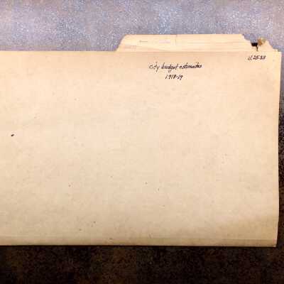 Folder with budget estimates for City departments, 1917-1919