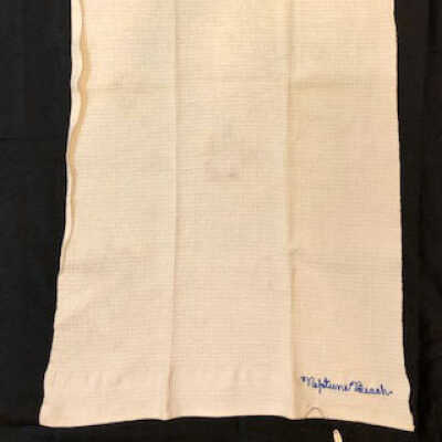 White whaffle weave cotton Neptune Beach towel, c. 1917-1939