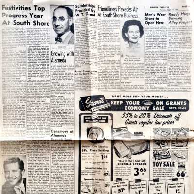 Newspaper page promoting South Shore Center