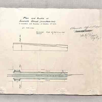 Drawing of the sewer system on Webster Street and Eagle Ave, 1895
