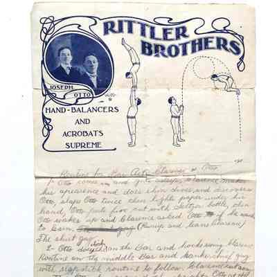 Flyer Joseph and Otto Rittler and account athletic activities, early 1900s