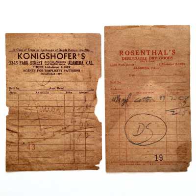 Receipts from Dry Store Goods, 1950s