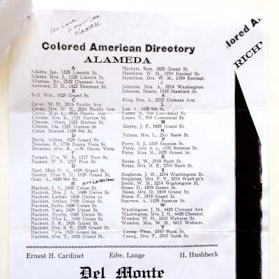 Pages copied from the Colored American Directory, Alameda, 1915