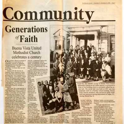 Clipping about Japanese Methodist Church celebrating a century, 1998