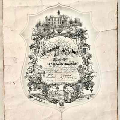 Alameda High School (Haight/Love) Diploma (Edit A. Hobler), 1885