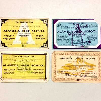 AHS Student membership cards, 1932-1935