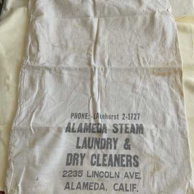 Laundry bag from Alameda Steam Laundry and Dry Cleaners, prior 1970
