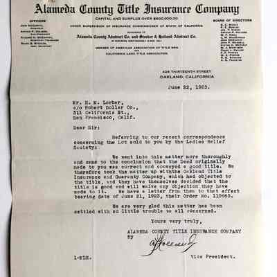 Letter to H. M. Lorber re Title Insurance, 1923
