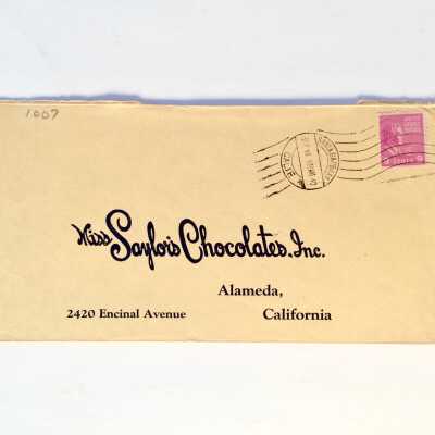 Envelope of Miss Saylor's Chocolates, Inc., 1940