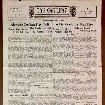 Alameda High School newspaper 'The Oak Leaf', November 9, 1922