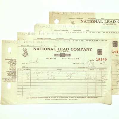Sales receipts from the National Lead Company, Park Street, 1934