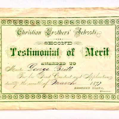 Merit Award for George Britt from Christian Brothers Schools