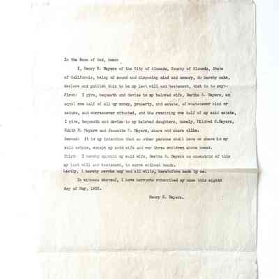 Will of Henry H. Meyers, 1933