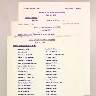 Report Nominating Committee, Boy Scouts, Alameda Council, 1971
