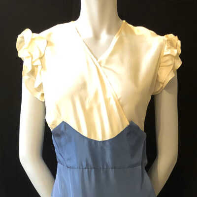 One-piece dress with empire bodice and full skirt, c. 1930s