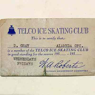 Membership card Telco Ice Skating Club, 1930s