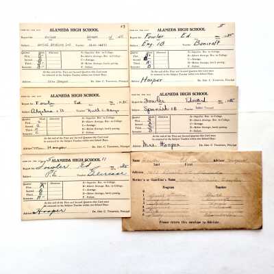 Alameda High School Report Cards for Edward Fowler, Spring 1935
