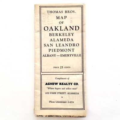 Thomas & Bros. folding Map of Oakland, Berkeley, Alameda etc., c. 1940s-1950s