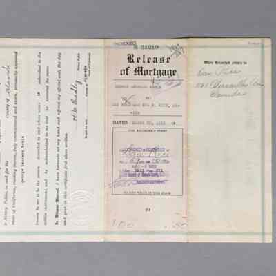 Release of Mortgage to Dan and Eva Rice, by George H. Noble, 1933