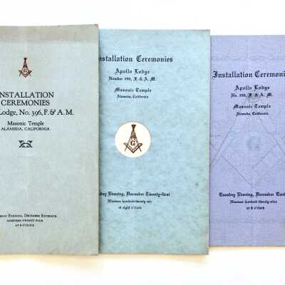 Installation Ceremonies programs for the Apollo Lodge #396, 1924, 1926, 1929