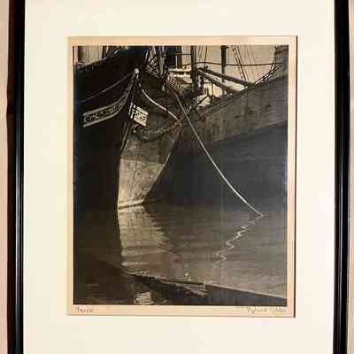 Photo sailing ship 'Lottie Bennett', at Alaska Packers yeard, 1930-1933