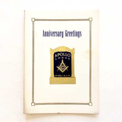 18-th Anniversary greeting Card to F. F. Krueger from Apollo Lodge #396, before 1954