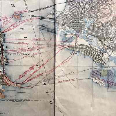 Envelope with documents, and map, about an Alameda-S.F. Bridge, 1925-1929