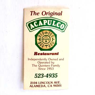Calling card of the Acapulco Restaurant, c. 1970s