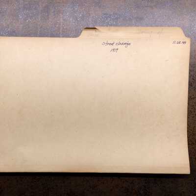 Folder of copies of papers about closing a street for the Alaska Packers, 1919