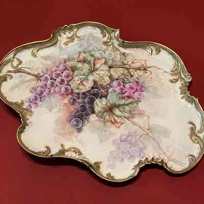 Haviland Limoges tray hand-painted by Lura Smith, 1897