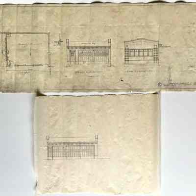 Plans of garden layout, and garage, 2021 Alameda Ave