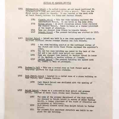Report 'History of Alameda Schools', by Paul A. Liebhart, after 1961
