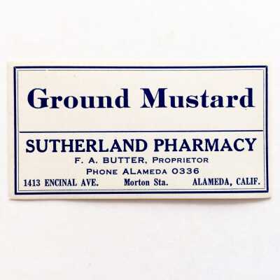 Sutherland Pharmacy label, c. 1916-1920