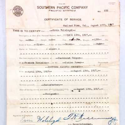 Resignation of Ervin Wolslegel because of joining the Navy, 1917