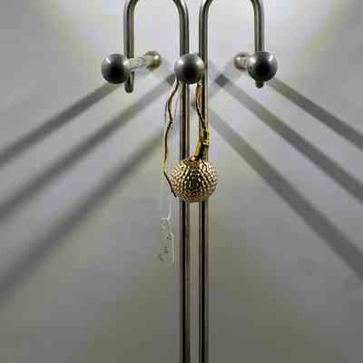 Plastic Golden Ball with Wire Christmas Ornament, c. 1980s