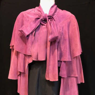 Purple rayon cape with three tiers of ruffles, c. 1930s