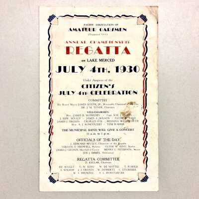 Program Championship Regatta on Lake Merrit, 1930