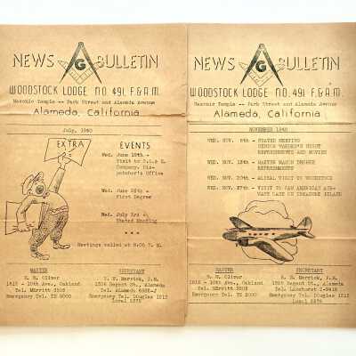 Copies of Bulletins of the Woodstock Lodge 491, Masons, 1940